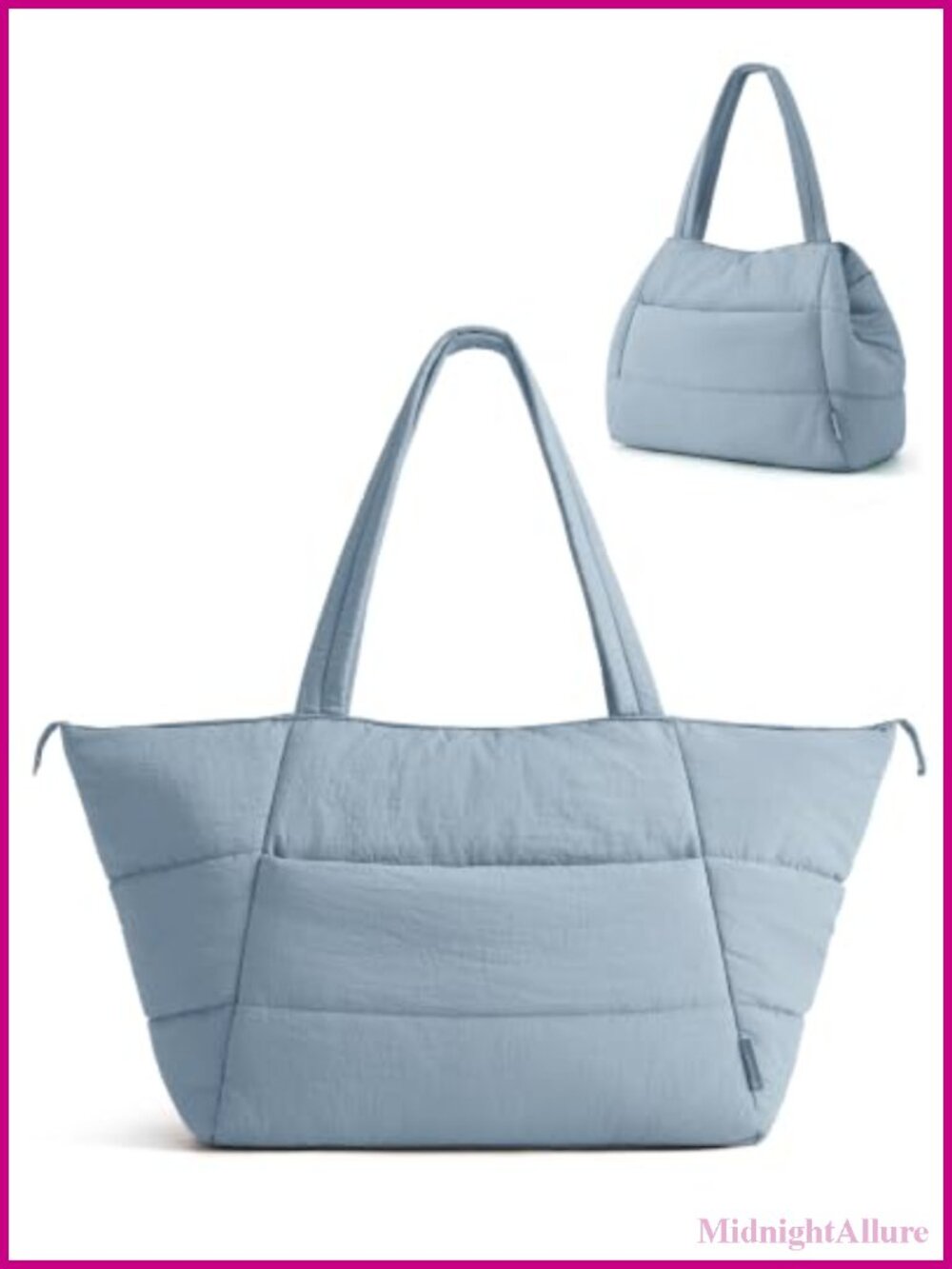 2-in-1 Convertible Nylon Tote Bag Puffy Trapezoid Work Travel Handbag